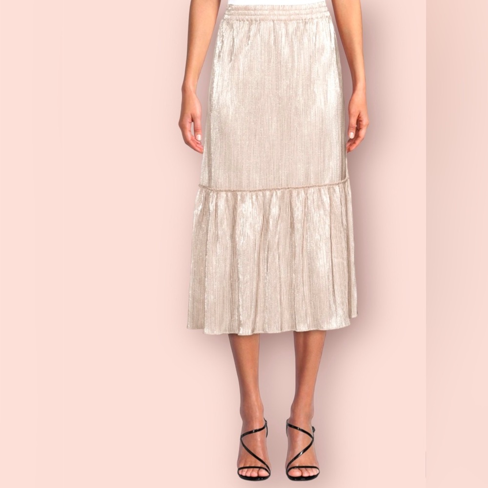 Time and tru metalic taupe straight maxi textured skirt.